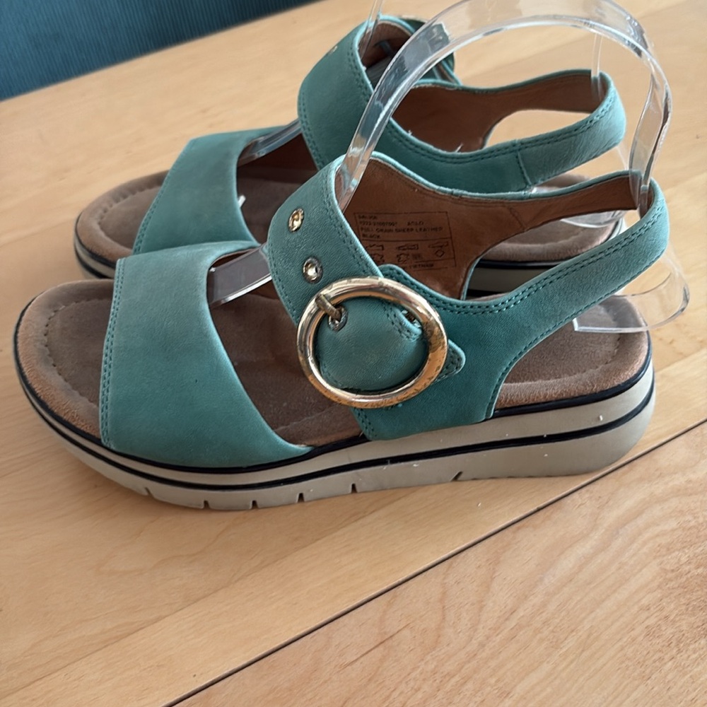 Salvia Women’s Teal Slingback Wedge Sandals